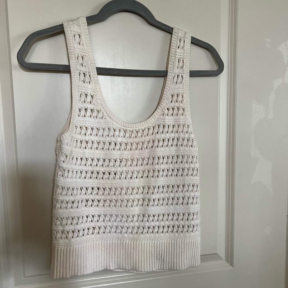 White Crocheted Knit Sleeveless Top Old Navy